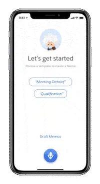 Animated demo of Einstein Voice creating records via voice commands